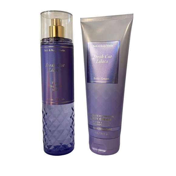 Bath and Body Works Fresh Cut Lilacs Fine Fragrance Mist& Body Cream Set of 2 - Picture 2 of 4